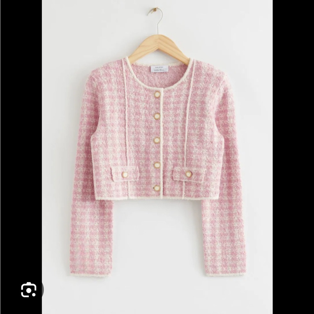 & other stories Pink Tweed Cropped Jacket blazdr